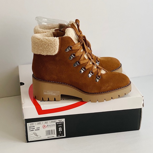 ✨New BLONDO Devin Waterproof Suede Booties Camel 8 - Picture 3 of 12